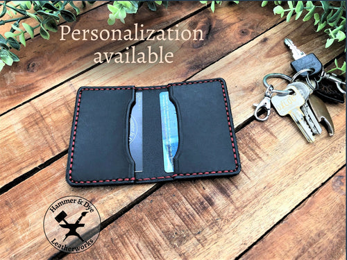 Handcrafted Black Bifold Leather Card Wallet