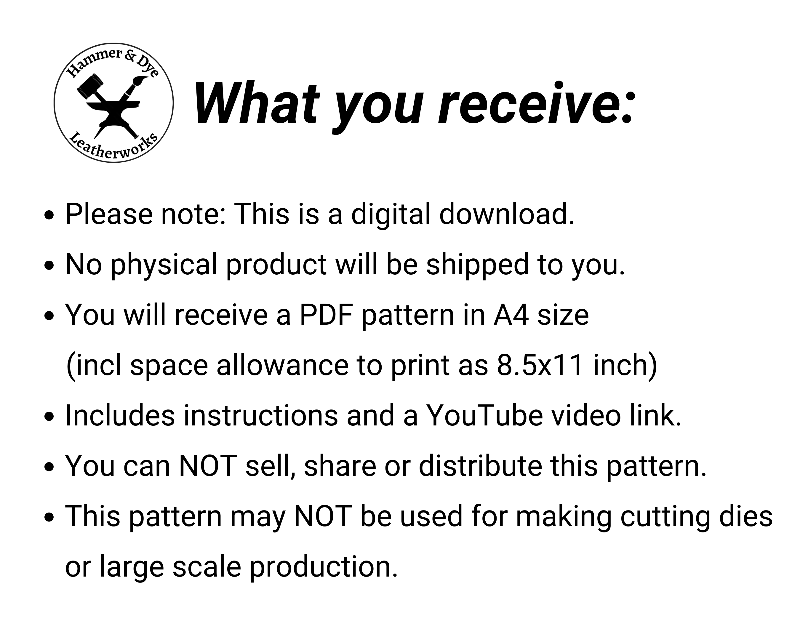 Handmade leathercraft pattern PDF download infographic