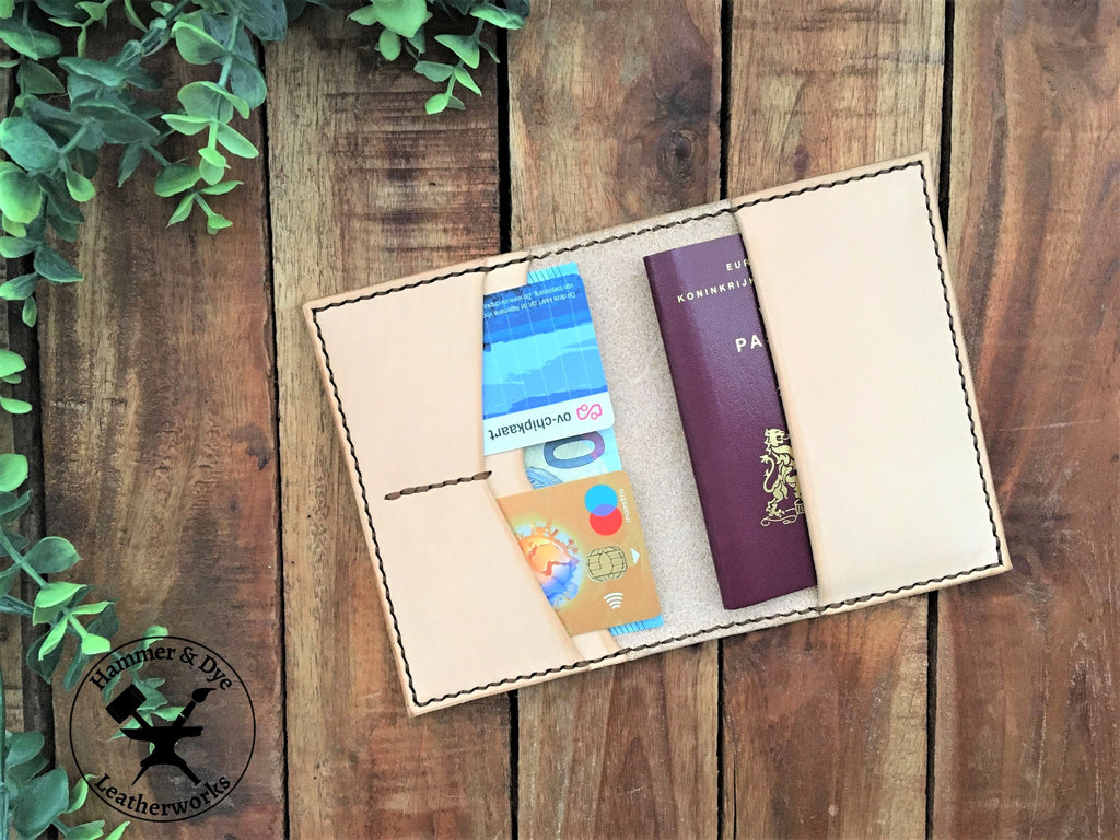Handmade Undyed Leather Passport Cover