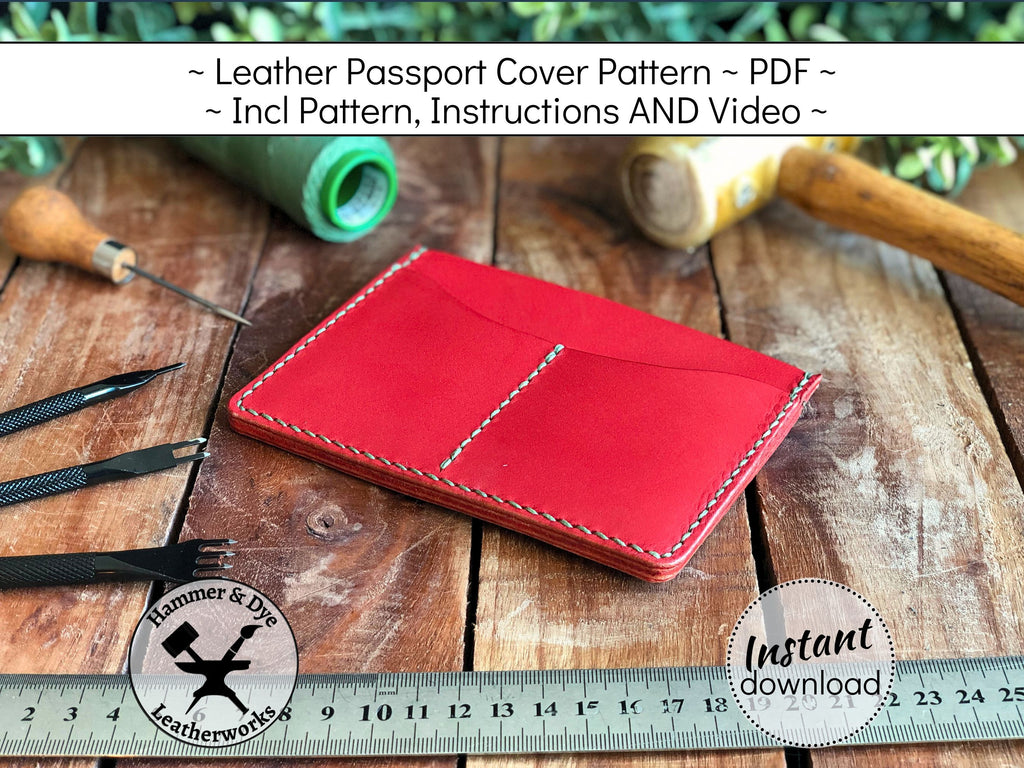 Handmade leather passport cover pattern printable PDF