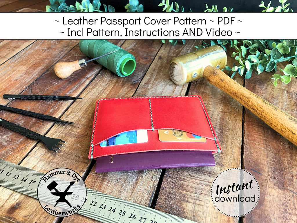 Handmade leather passport cover pattern printable PDF