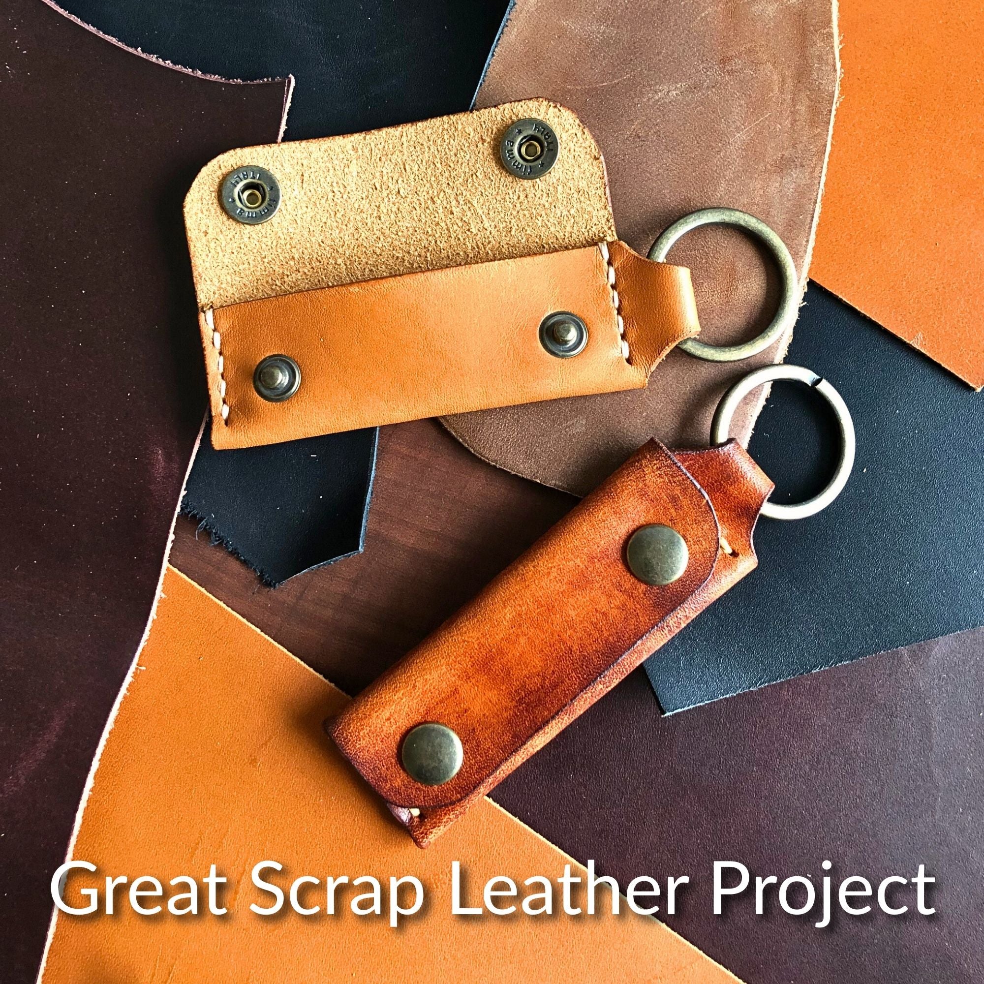 Emergency keychain wallets on scrap leather