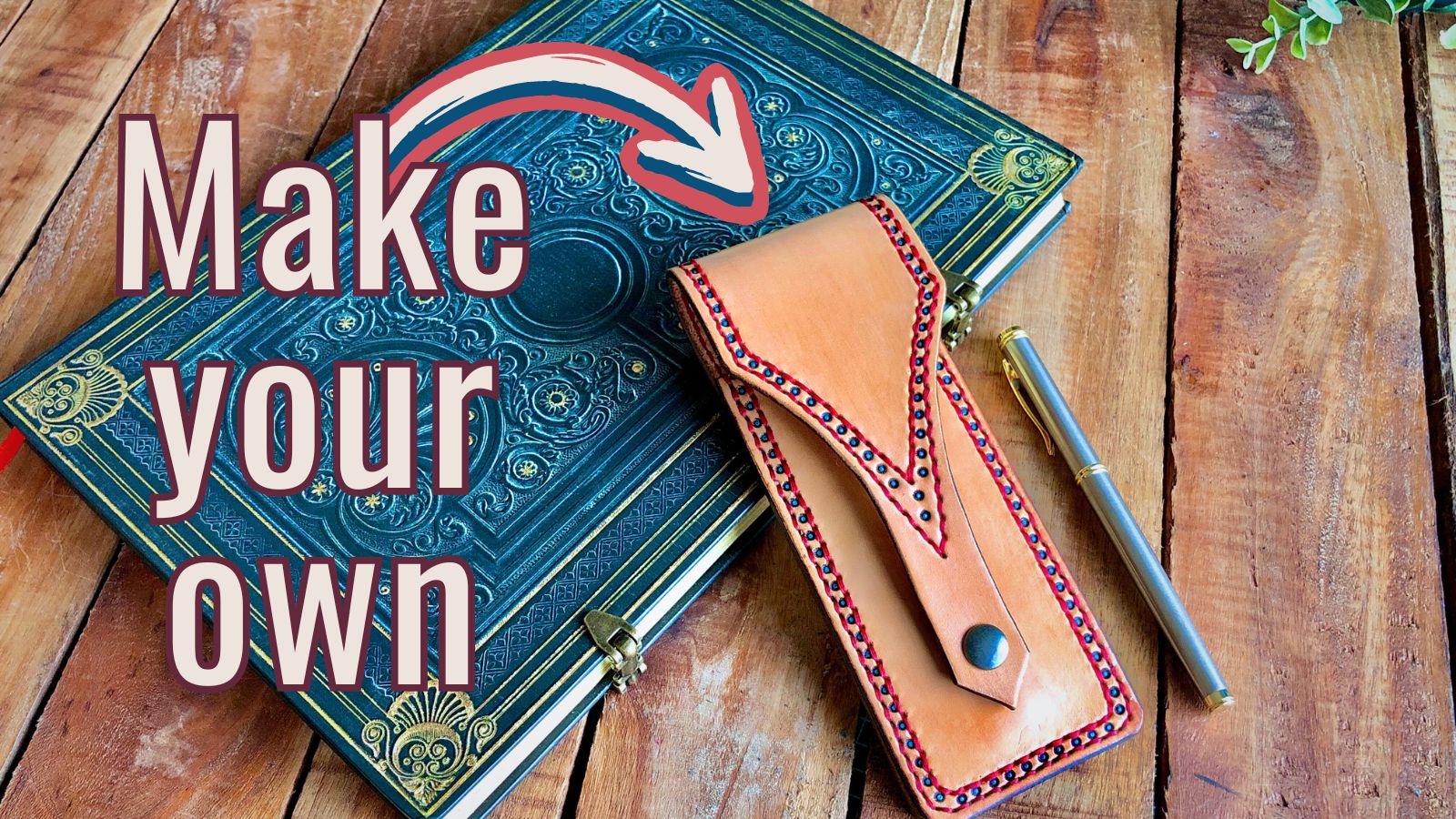 Handmade leather pen pouch pattern printable PDF