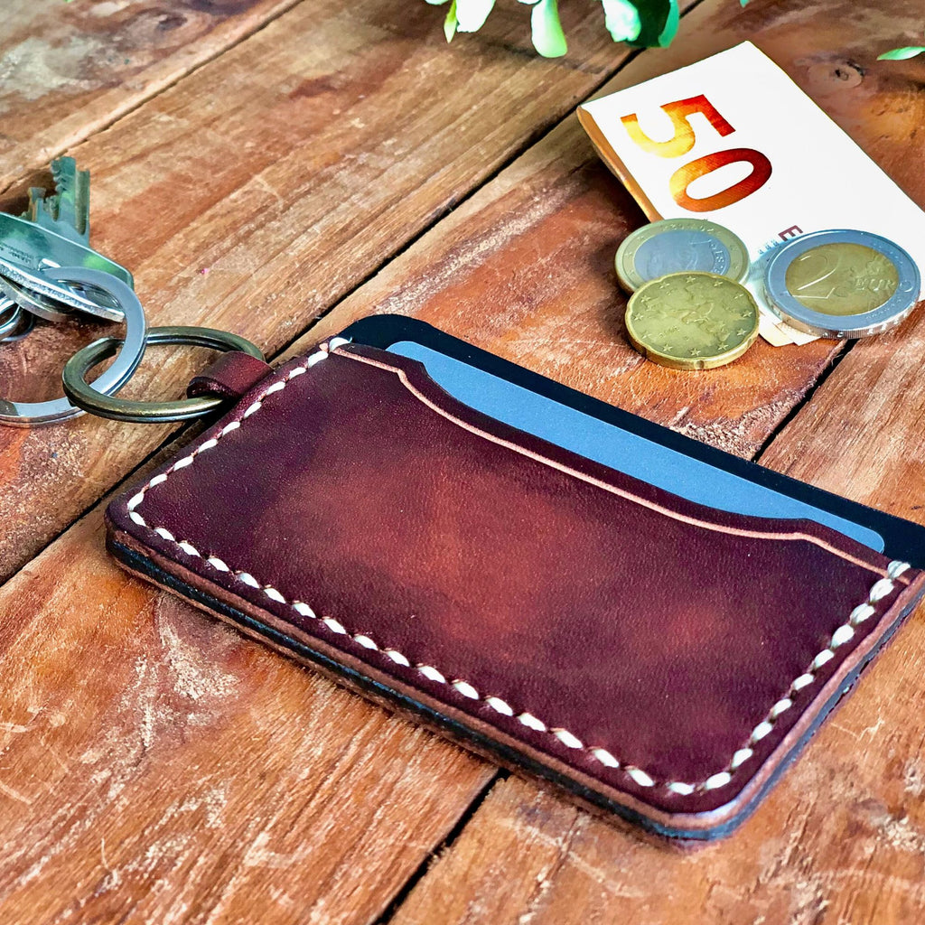 Leathercraft pattern for a keychain credit card wallet