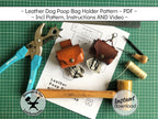 Handmade leather dog poop bag holder pattern printable DIY PDF