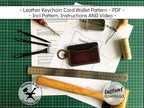 Handmade leather keyring card wallet pattern printable PDF