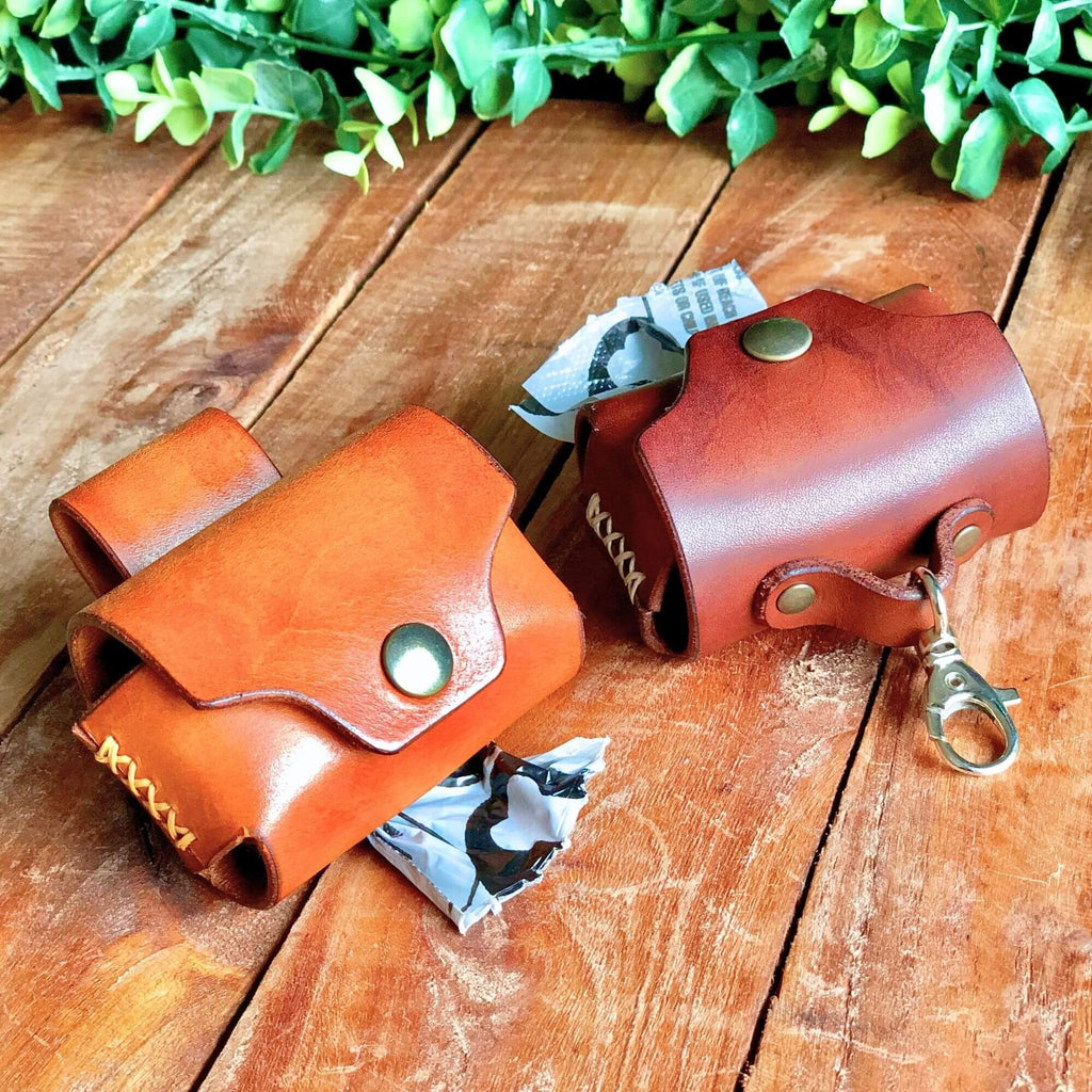 Handmade leather dog poop bag holder pattern printable PDF