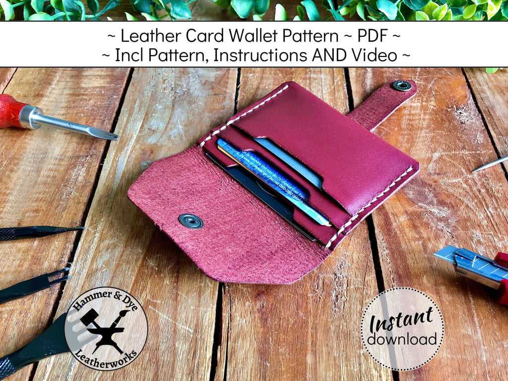 Handmade leather card wallet pattern printable PDF