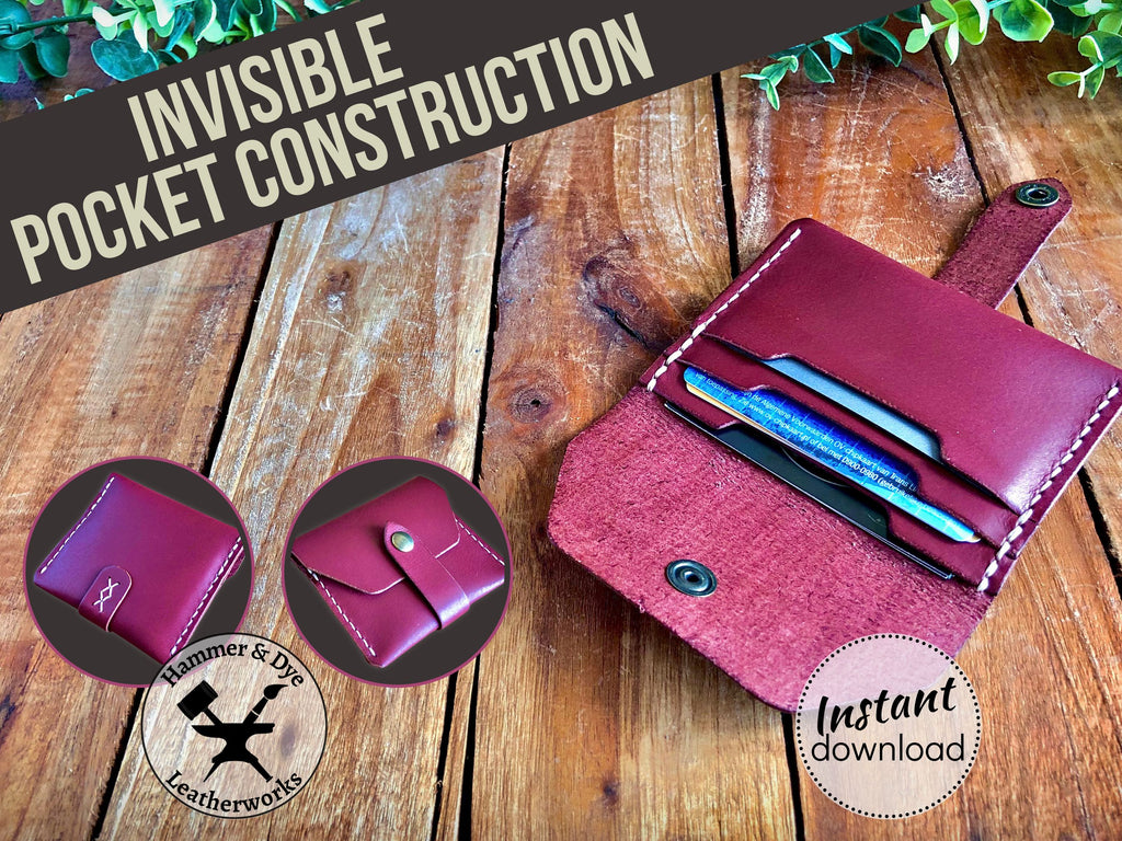 Handmade leather card wallet pattern printable PDF