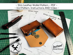 Handmade small leather wallet with a coin pocket pattern printable PDF