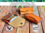 Handmade leather wallet with a coin pocket pattern printable PDF