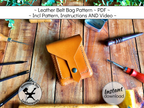 Handmade leather belt bag pattern printable PDF