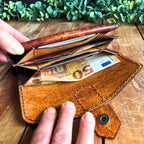 DIY leather wallet with card slots, bill pockets and coin pocket, made from 1mm veg tan