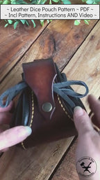 Leathercraft pattern for drawstring dice pouch video