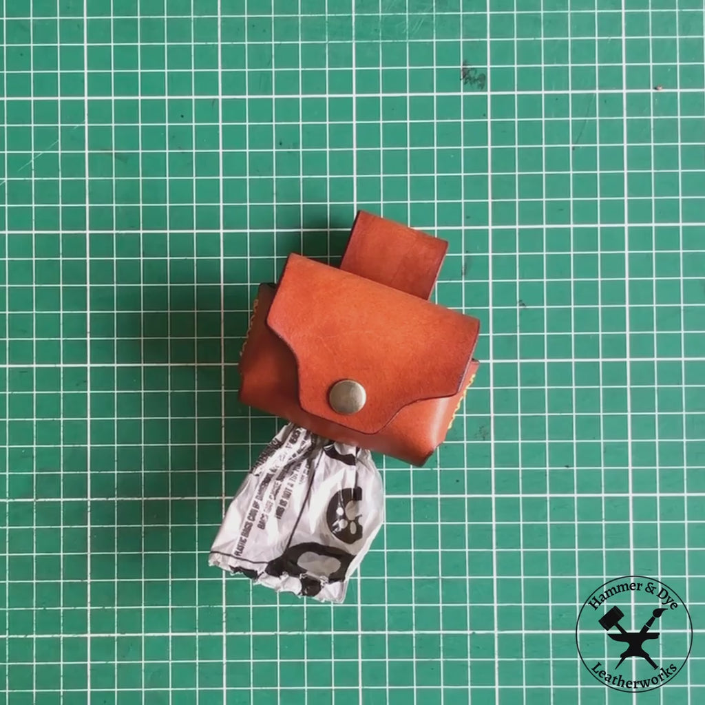 Handmade leather dog poop bag holder pattern video