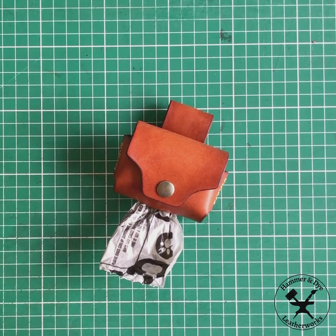 Handmade leather dog poop bag holder pattern video