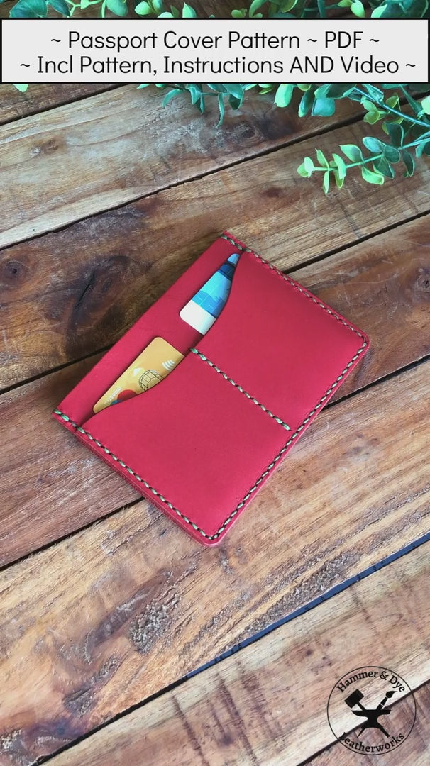 Leathercraft pattern for passport cover video