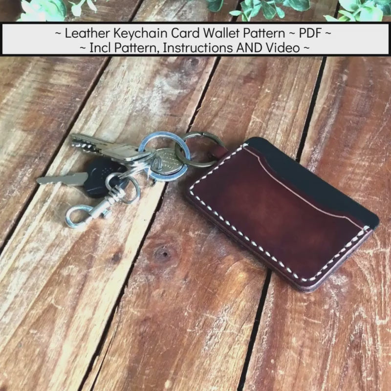 Leathercraft pattern for keychain card wallet video