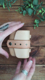 Video showing a Handmade Undyed Mini Leather Belt Pouch for credit cards