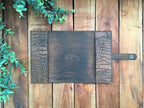 Handmade Brown Leather Alligator Embossed Book Cover  Inside View