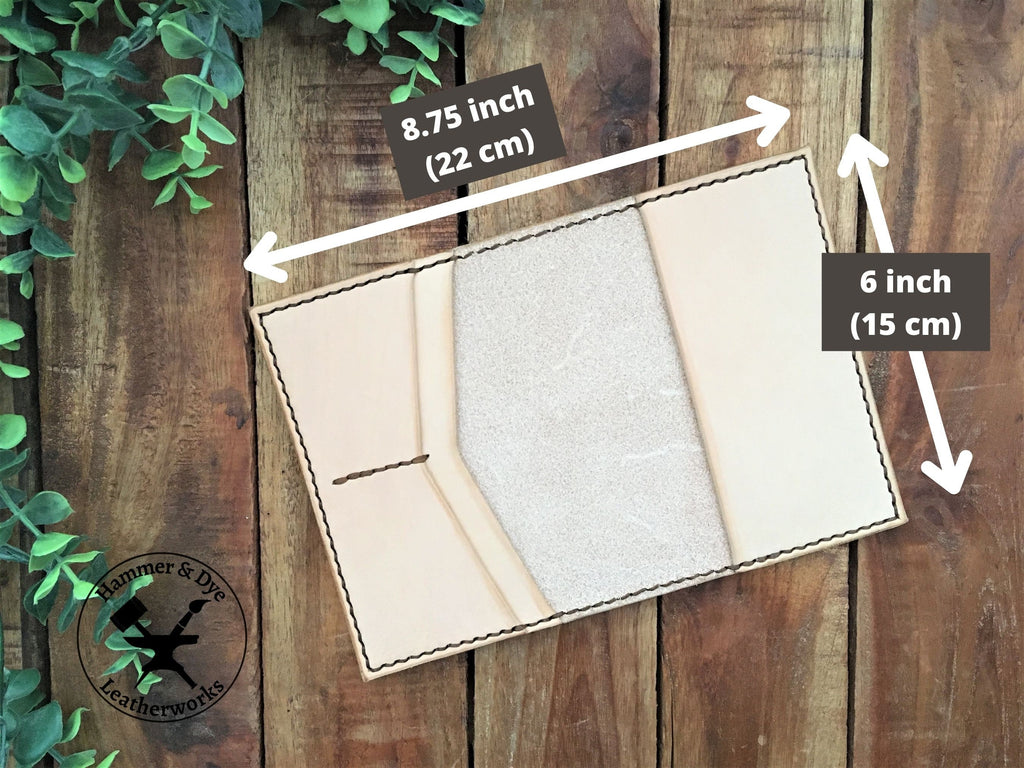 Handmade Undyed Leather Passport Cover with Sizing
