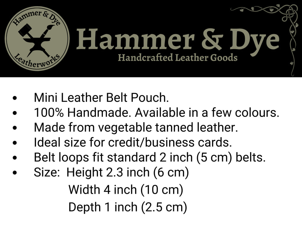 Brown Mini Leather Belt Pouch, Ideal for credit or business cards.
