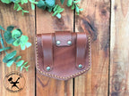 Handmade Brown mini leather belt pouch for credit cards Back View