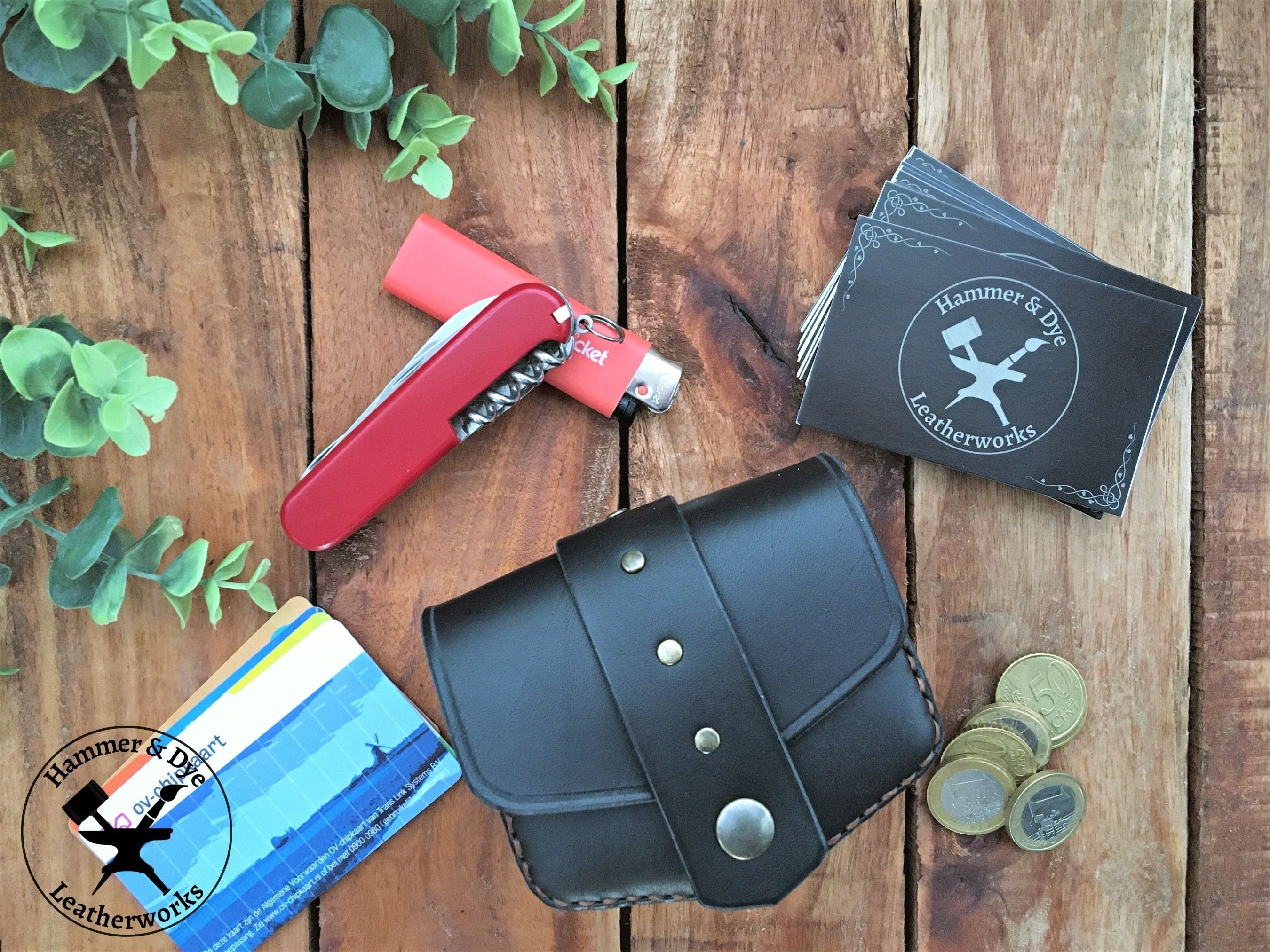 Handmade Black Mini Leather Belt Pouch