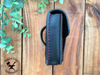 Handmade Black Mini Leather Belt Pouch for credit cards Side View