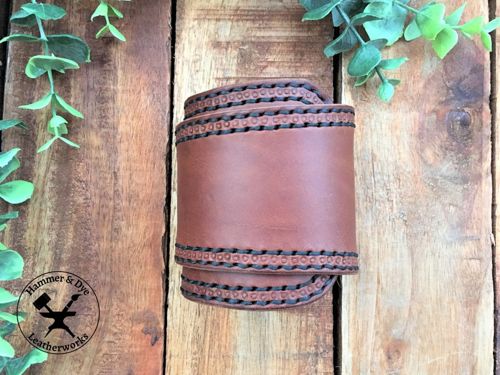 Wide Leather Wraparound Cuff Bracelet