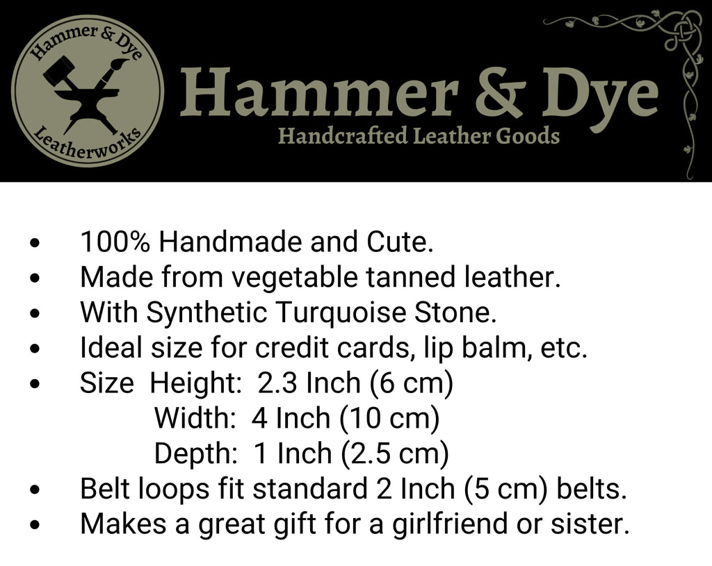 Boho Style Mini Leather Hip Bag with Turquoise detailing