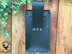 Black Leather Festival Belt Pouch with Brown Stitching Back View